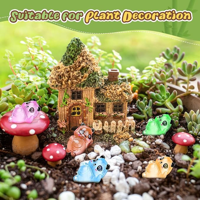 35 Pcs Mini Panda Figurines Luminous Cute Animals Landscape Decoration Mini Resin Animals Figures Glow in The Dark for DIY Ornament Craft Party Cake Topper