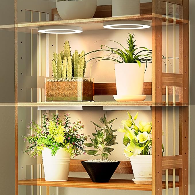 Mosthink 6.3" Ceiling Grow Lights for Indoor Plants, 288 LEDs Plant Light Full Spectrum, Under Cabinet Growing Lamp with Auto Timer, 10 Dimmable Levels, 3 Modes with Transparent Cover,Corded