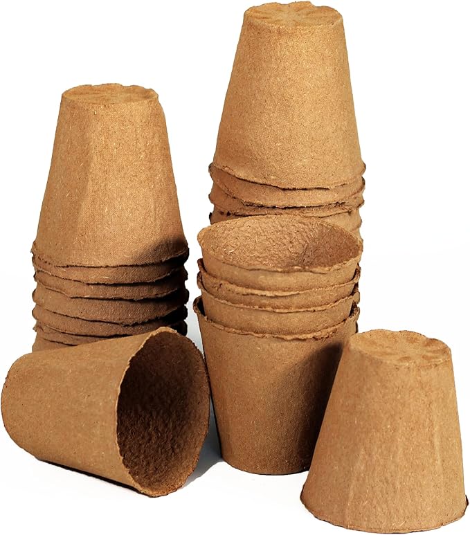 Daniel's Plants 4" Naked Pots | Large Natural Plantable Seed Starter Pots | OMRI-Listed Biodegradable Pots for Seedlings | Enhanced Aeration | Earth Freindly - Peat Free | 30 Pack 4 Inch Round