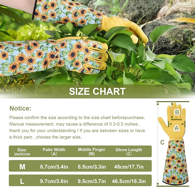 Womens Gardening Weeding Working Gloves, Leather Garden Glove for Women Thorn Proof No Stab for Digging, Planting,Pruning