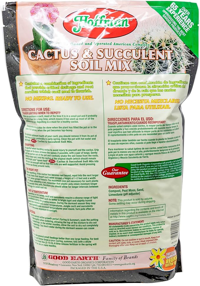 Hoffman 10410 Organic Cactus and Succulent Soil Mix, 10 Quarts, 2 Pack
