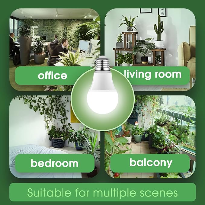 Briignite Grow Light Bulbs, Full Spectrum Grow Light Bulb, LED Grow Light Bulb A19 Bulb, Plant Light Bulbs E26 Base, 11W Grow Bulb 100W Equivalent, Grow Light for Indoor Plants, Seed Starting, 3 Pack