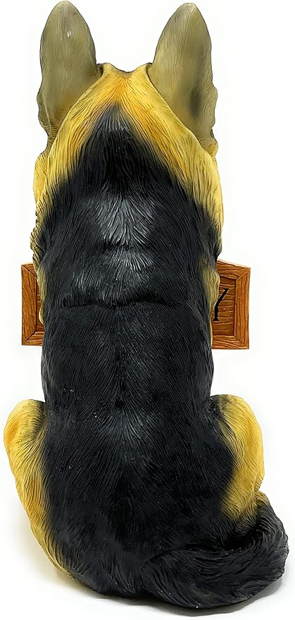 Nature's Mark German Sheperd Dog Puppy Statue with Reversible Welcome Sign and Go Away Sign Resin Garden Decor 12" H