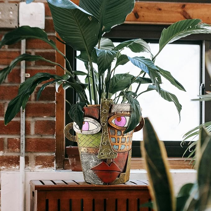 Abstract Face Planters Pots Head,Unique Head Planter for Indoor Plants,Funny Face Flower Pot,Colorful Plant Pots for Outdoor Garden Deco and Home Art Decoration(Classic)