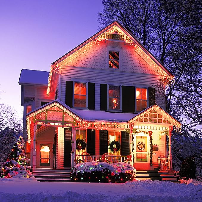 JMEXSUSS 800 LED Thanksgiving Icicle Lights for Outside, Orange Icicle Lights Outdoor with Remote, Thanksgiving String Lights Indoor Plug in for Fireplace Indoor House Roof Thanksgiving Decor