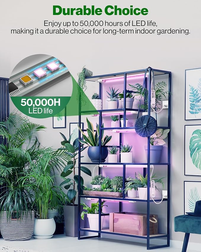 Sunco 2ft Grow Light LED, 20W, Full Spectrum, for Seed Starting, Seedling, Indoor Plants, Plug in Suspended Fixture, Link Up to 8, Inline Switch, ETL 2 Pack