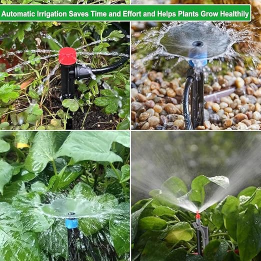 236FT Drip Irrigation Kits, Automatic Drip Irrigation System with 1/4 Drip Irrigation Tubing for Outdoor Plants, Garden Misting Plant Watering System for Yard, Lawn, Patio, Raised Bed