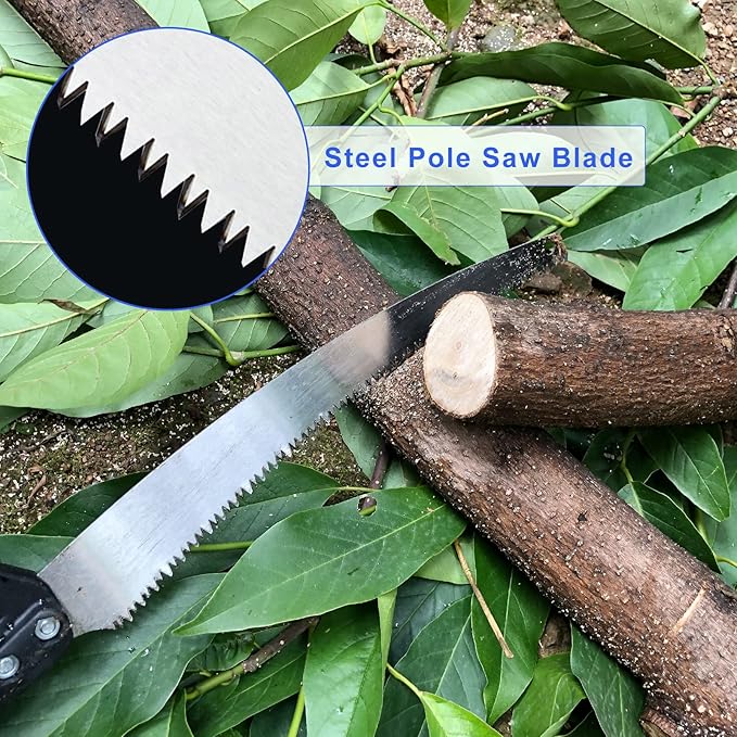 Buyplus 26FT Reach Pole Saws for Tree Trimming, Pole Saw with 5-20FT Telescoping Extension Pole, Pruning Saw with 19" 3X Detachable Saw, Non-Slip Handle, Tree Trimmer for Garden Palms Shrubs(Blue)