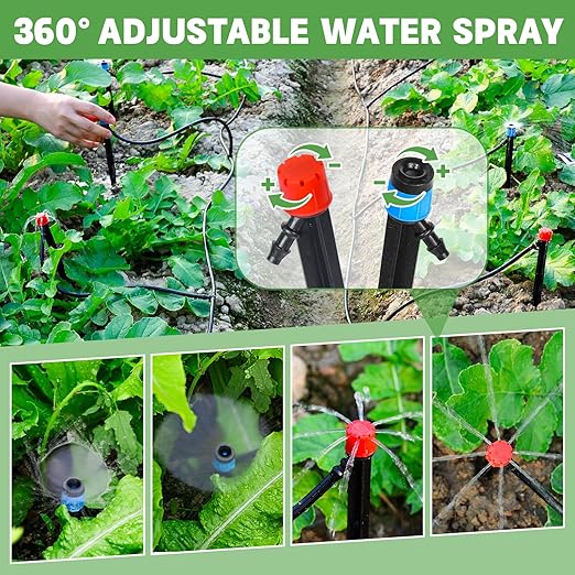 55ft Drip Irrigation System Kit, Garden Watering System DIY Automatic Irrigation Equipment Set for Lawn Raised Bed Greenhouse Plant Watering with 1/4'' Tubing, Drip Emitters, Connectors