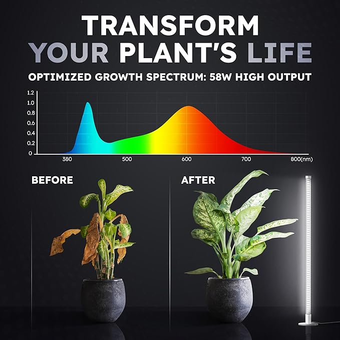 LED Grow Lights for Indoor Plants Full Spectrum - 45in Height Plant Lights for Indoor Growing with Timer, 6000K LED Grow Light Standing Plant Lamp, 243 LEDs