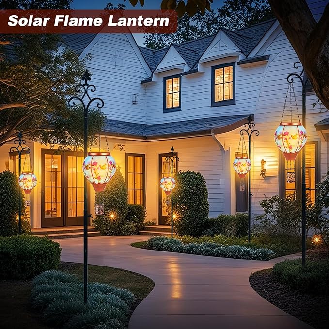 Hummingbird Solar Hot Air Balloon Lantern,Outdoor Decor with Flame Lights Waterproof, Hanging for Garden Yard Lawn Patio, Unique Gifts for Women Mom Grandma Gardener for Mother'Day Christmas