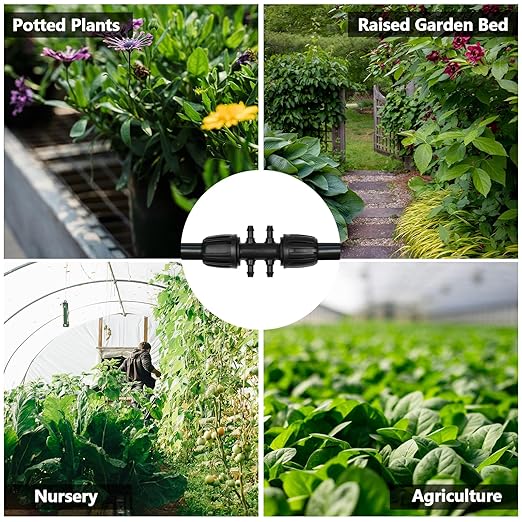 13 Pcs Drip Irrigation Fittings for 1/2 Inch Tubing (1/2" ID x 0.65" OD) to 1/4 Inch Irrigation Tubing, Locked Barbed 1/2" to 1/4" Reducing Tee Connector Drip Line Parts