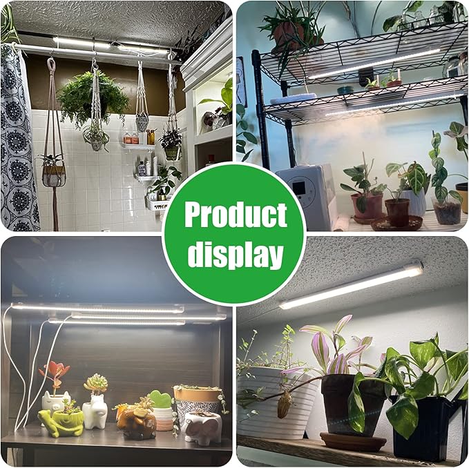 Two Strip Growing Lamp 2-Pack for Indoor Plants, 3000K Full Spectrum LED Grow Light Strips with Auto ON/Off 3/9/12H Timer & 10 Dimmable Levels for Green House Succulent (2 Head×2pcs)