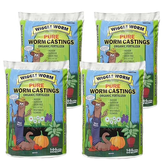 100% Pure Organic Worm Castings Fertilizer, 30-Pounds (4 Pack) - Improves Soil Fertility and Aeration for Houseplants, Vegetables, Gardens, and More – OMRI-Listed and Mineral-Dense