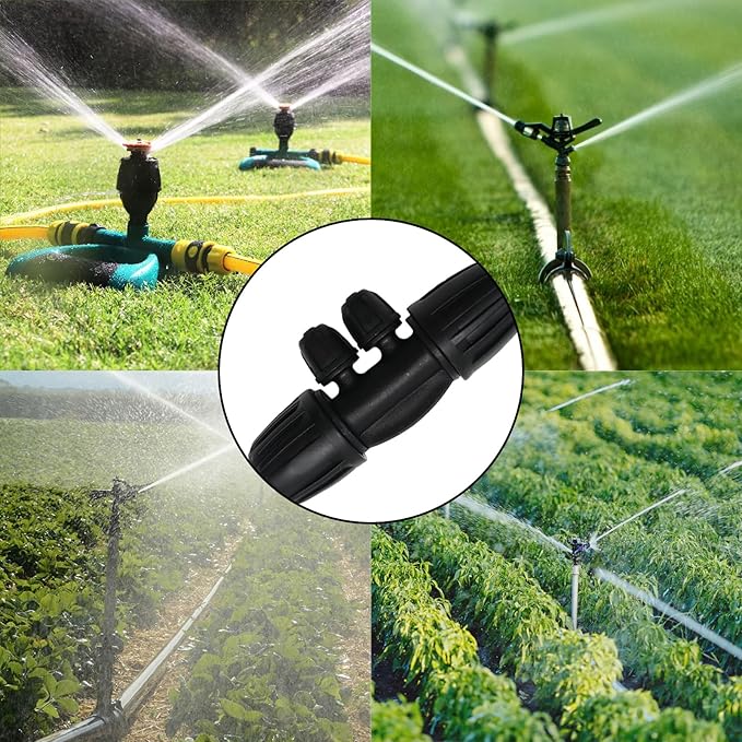 Barbed Tee 4 Way 16 Double Latch Reducing Cross for (1/2 inch ID x 0.60 inch-0.63 inch OD) 16 mm Drip Tubing 1/2 inch to 1/4 inch Pipeline Irrigation Fittings (20PCS-4Way)