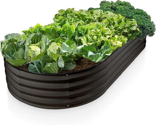 Galvanized Raised Garden Beds Outdoor // 6×3×1 ft Planter Raised Beds for Gardening, Vegetables, Flowers // Large Metal Garden Box // Patented Tool-Free Design (Black)