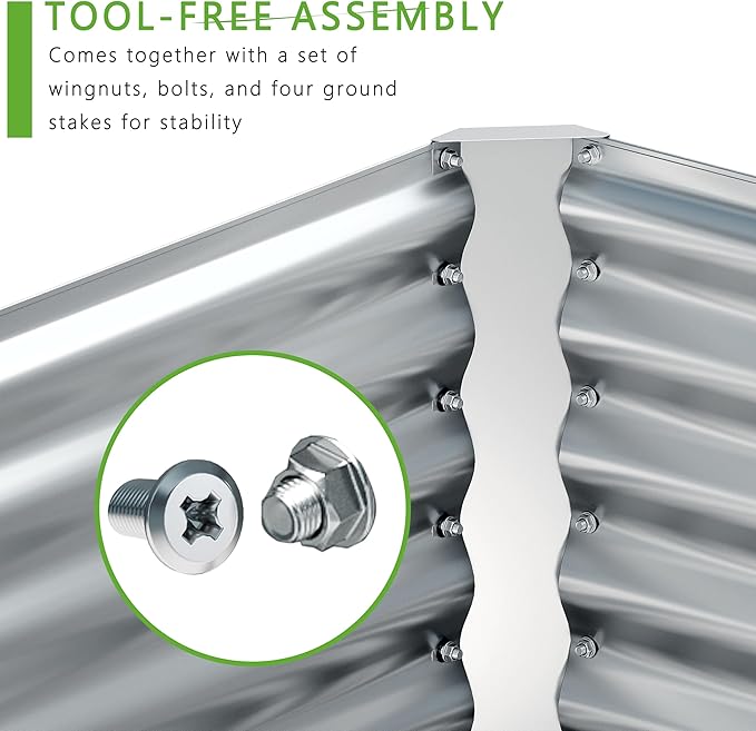 2PCS 8x4x1FT Galvanized Raised Garden Bed,Planter Raised Beds-Metal Garden Box,Large Plant for Outdoor Planting, Vegetables Bed,Flower,Herb-Sliver