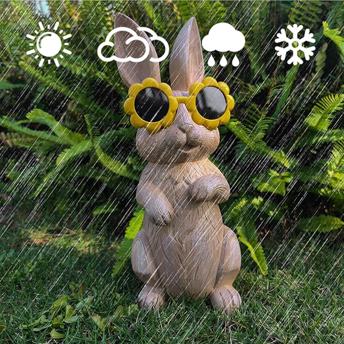 Garden Statue Rabbit Resin Rabbit with Glasses Outdoor Decor for Patio Garden Lawn Ornaments Yard Decorations Outdoor Clearance House Decorations for Home Housewarming Garden Gift for Women