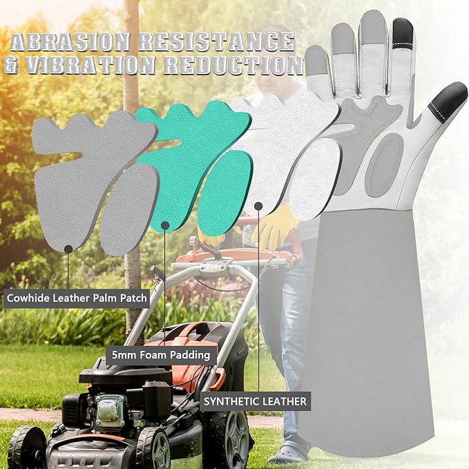 Long-Gardening-Gloves for Women/Men - Thorn Proof Rose Pruning Gloves Heavy Duty Gauntlet-M