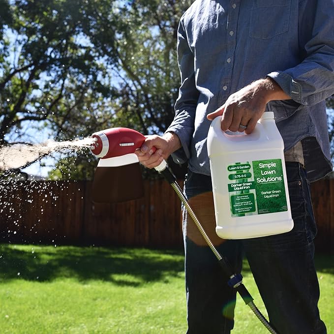 Simple Lawn Solutions - Liquid Iron Fertilizer Darker Green - Chelated Micronutrients - Concentrated Spray Booster for Turf Grass, Indoor Plants and Outdoor Garden (1 Gallon)