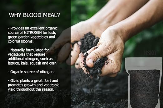 Premium 12-0-0 Organic Blood Meal Fertilizer by Gardenera - All-Natural Plant Food Source of Nitrogen for Organic Gardening, Flowers, Vegetables, Trees & Shrubs - 5 Quart