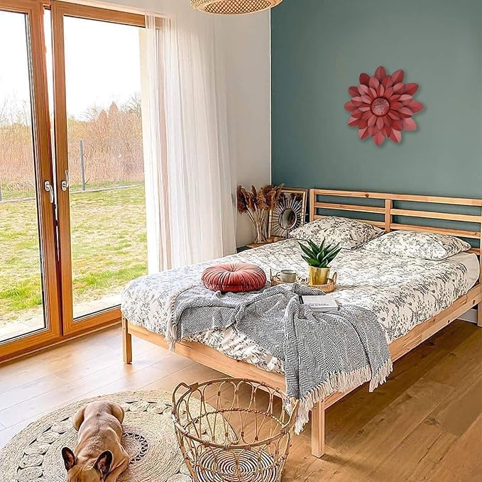 EASICUTI Coral Multiple Layer Metal Flower Wall Art Decor Hanging for Indoor Outdoor Home Bathroom Kitchen Dining Room Bedroom Living Room Farmhouse Or Wall Sculptures 12 Inch