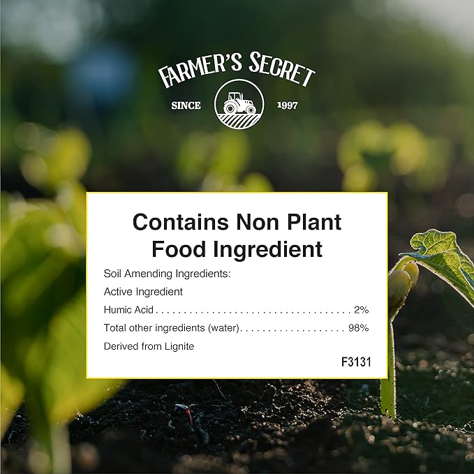 Farmer’s Secret Soil Revitalizer (8oz) - Organic (OMRI Listed) Soil Health Booster - Liquid Compost Soil Amendment - Activated Humic Acid - Liquid Compost Soil Amendment