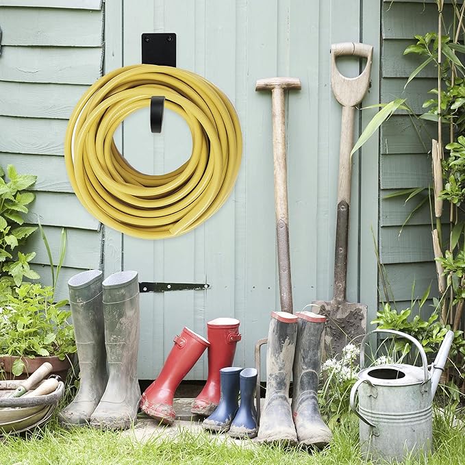 Qiang Ni Bird Feeder Hanger: 8-Inch Wall-Mounted Plant Bracket Outdoor - 2 Pieces Black Plant Hooks for Hanging Flower Baskets