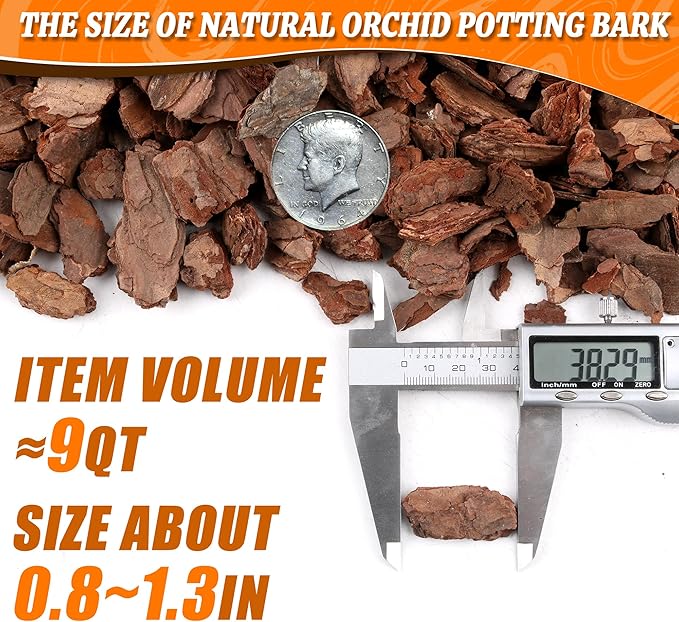 AVALUTION Orchid Potting Bark-9QT Organic Orchid Bark for Plants, All Natural Pine Bark Wood Chips for Houseplant Mulch, Orchid Plants Root Development, Mulch for Potted Plants