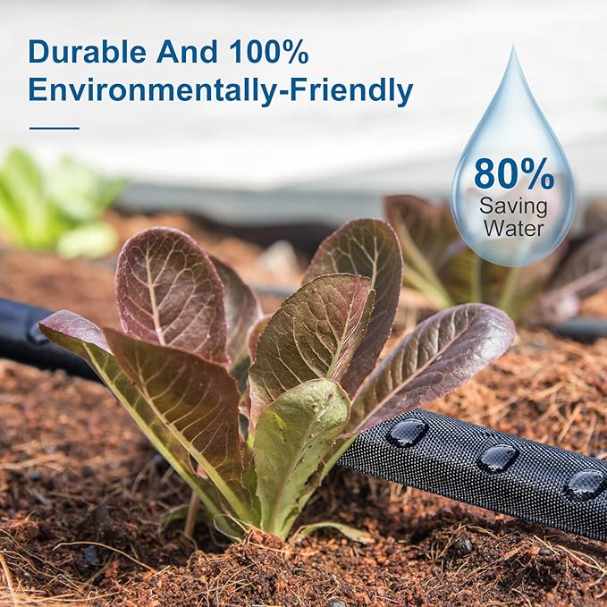 Flat Soaker Hose 50FT*2 Lightweight and Flexible Irrigation Solution for Garden Beds Flower Beds and Lawns (100FT)