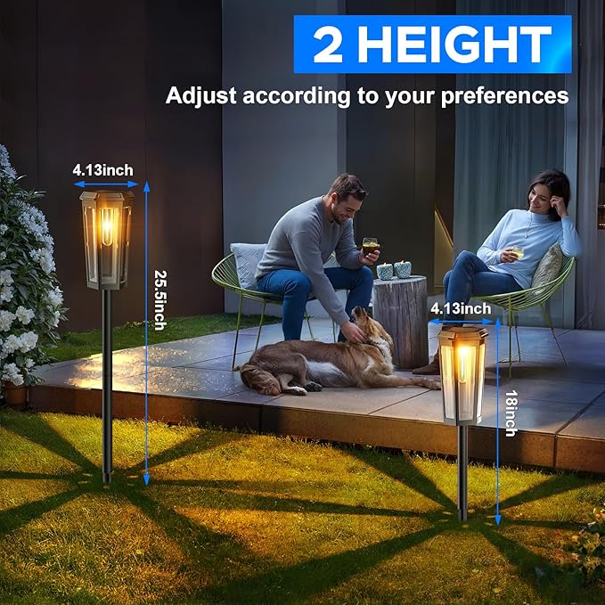 Solar Pathway Lights Outdoor, 6 Pack Garden Lighting, P65 Waterproof Solar Lights for Walkway, Driveway, Patio, Landscape- (Warm Light)