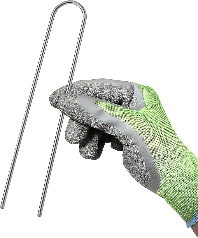 100-Pack Anti-Rust 8 Inch 9 Gauge Heavy-Duty U-Shaped Garden Securing Stakes/Spikes/Pins/Pegs - Hot Dipped Galvanized Sod Staples for Anchoring Landscape Fabric