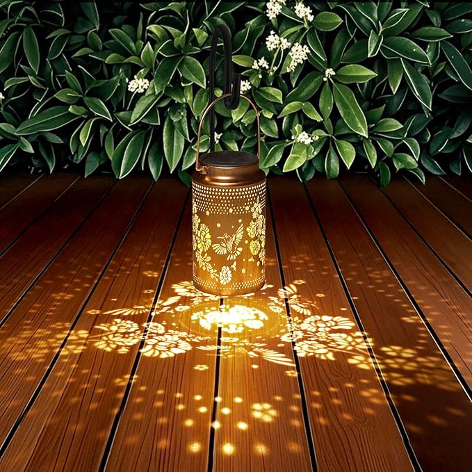 2 Pack Hummingbird Solar Lanterns Outdoor Waterproof, Metal Hanging Lights Decorations for Garden Yard Lawn Patio, Hummingbird Gifts for Women Mom Grandma Sister for Mother'Day Christmas