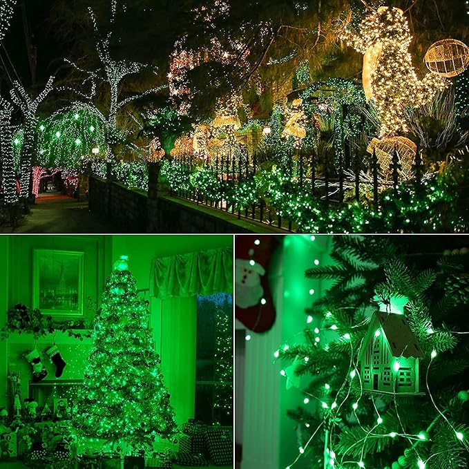 YEGUO 4 Pack Solar Fairy Lights Outdoor Waterproof, Green String Light Each 33ft 100 LED 8 Modes