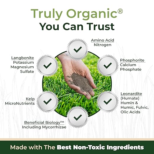 Organic Plant Magic - Truly Organic™ Slow Release Granular Lawn Fertilizer: Best Fertilizer for Grass, Bermuda, St. Augustine, Yard & Lawn Care - Grass Fertilizer Granules (20 Lb)