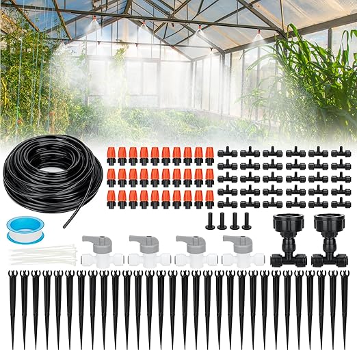120FT Garden Watering System, Yomile New Quick-Connect Automatic Garden Watering Misting System, Blank Distribution Tubing, Saving Water Automatic Irrigation Equipment for Patio Lawn