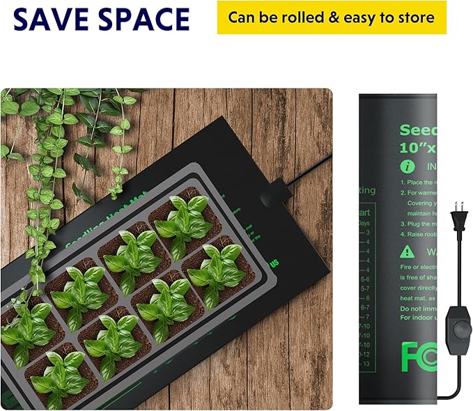iPower 10"x20.75" Seeding Heat Mat, Adjustable Temperature Waterproof Durable Germination Station, Hydroponic Heating Pad for Indoor Gardening