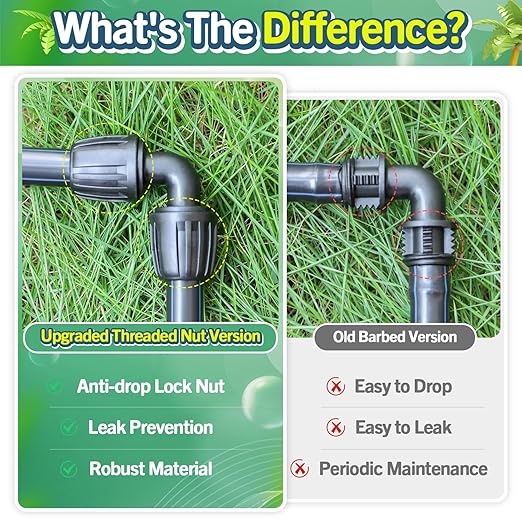 22 Pack Drip Irrigation Fittings Kit for 1/2 Inch Drip Tubing(1/2" ID x 0.65" OD), Anti-Drop Barbed 1/2'' Drip Line Connectors Include 3 Tees 3 Valves 2 Elbows 4 Plugs 5 Reducers 5 Emitters