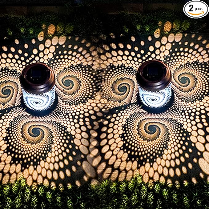 2 Pack Solar Lanterns Outdoor Hanging Lantern Metal Waterproof LED Lantern with Solar Powered Garden Patio Decorations Decor Lantern with Handle Christmas Gift Idea