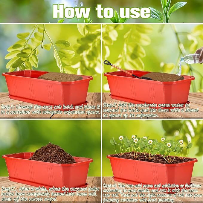 Halatool 9PCS Organic Coconut Coir Bricks Compressed Coco Coir Brick Nutrient Garden Soil with Low EC & pH Balance Premium Starting Soil Coconut Fiber Substrate for Plants Flowers Reptiles