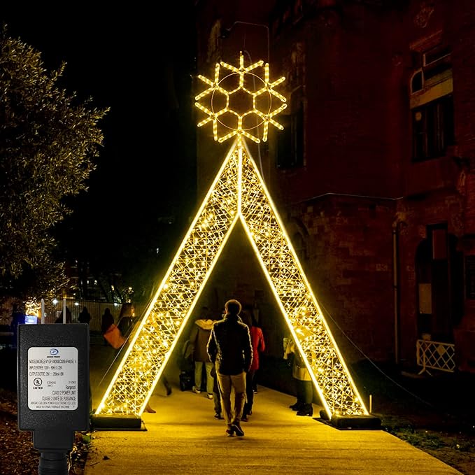 DBFAIRY 24-inch LED Christmas Snowflake Window Lights, Large Outdoor Hanging Silhouette Xmas Decor Light with Timer 16.8ft Plug-Powered Cable