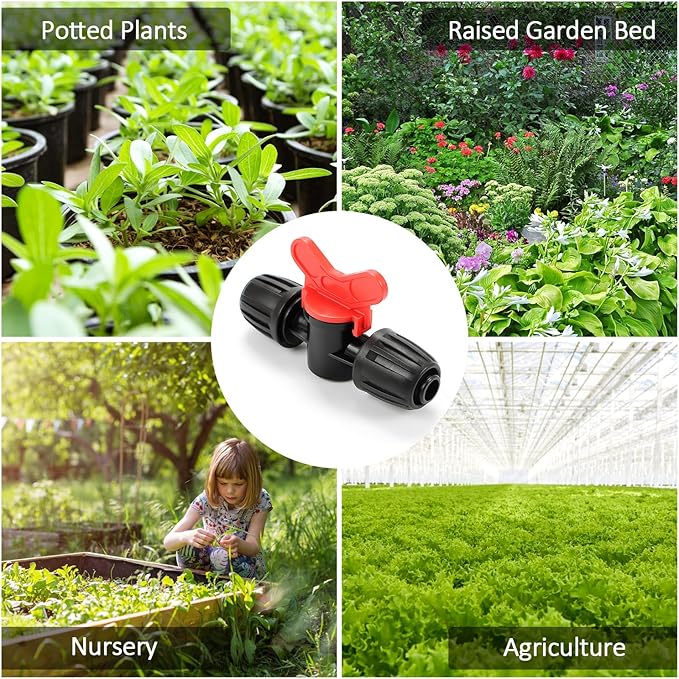12 Pieces 1/2 Inch Drip Irrigation Valve Fittings, 1/2'' Barbed Shut Off Valve for 1/2 Inch Irrigation Tubing (1/2" ID x 0.640" OD) Anti-leak Straight Irrigation Parts for Garden System