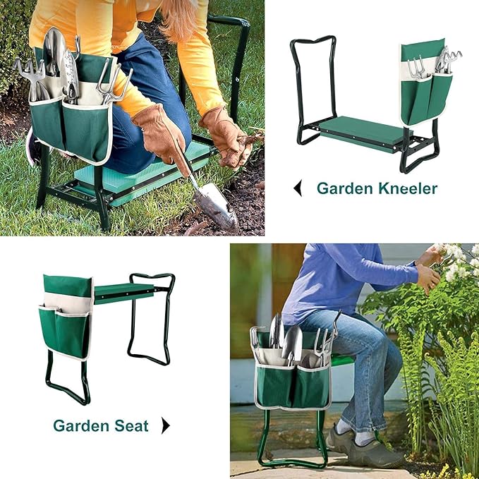 BESTHLS Garden Kneeler and Seat - Heavy Duty Folding Stool for Gardening, Protects Knees and Back, Supports up to 330 lbs - Ideal for Gardeners