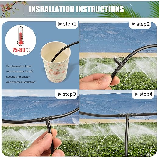 320 Pcs Drip Irrigation Fittings Kits for 1/4" Tubing, Drip Irrigation Barbed Connectors, Drip Line Connectors for Drip Systems(4-Way Coupling, Tee, Elbow, End Plug, Coupling)