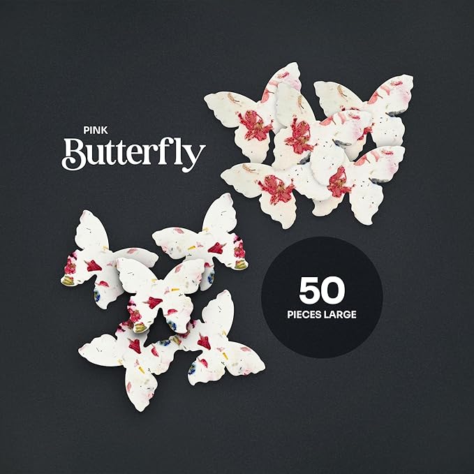 50 pcs Large Pink Butterflies – Plantable Seed Paper for Weddings, Gifts, and Life Events (#17s)