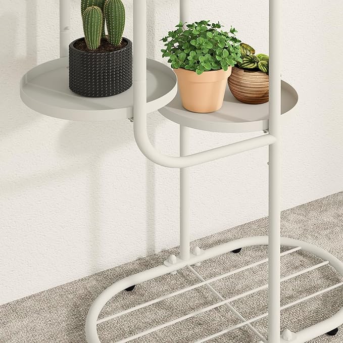 Bamworld Cactus Christmas Tree Home Decor Plant Stand Indoor for Succulents Cactus Shelf Metal Plant Shelf Outdoor Corner Tall Flower Pot for Patio Garden Balcony Living Room Decor White