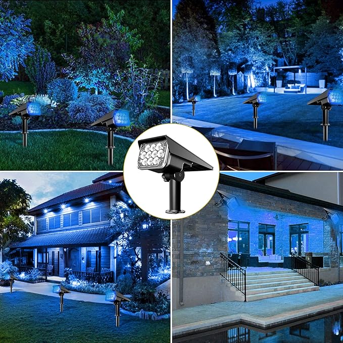 Solar Spot Lights Outdoor, Blue Solar Spotlights Landscape Lights with IP65 Waterproof 20 LEDs for Garden Path Yard Holiday Decoration 4 Pack
