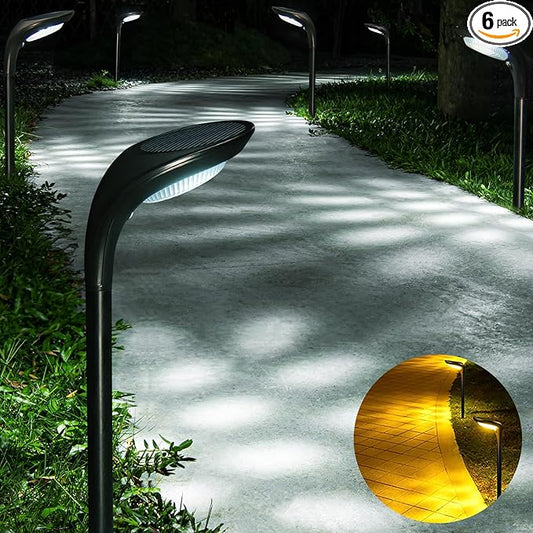 JSOT Solar Garden Lights - 6 Pack Solar Pathway Lights Path Light Landscape Lighting for Outside Yard Backyard Driveway Walkway