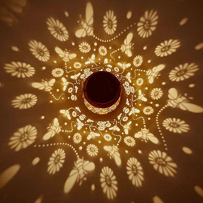 Solar Lanterns Outdoor Waterproof Bee Garden Decor Gifts for Women Mom Grandma Hanging Solar Lights Metal Solar Decoration Outside for Yard, Patio, Backyard, Porch