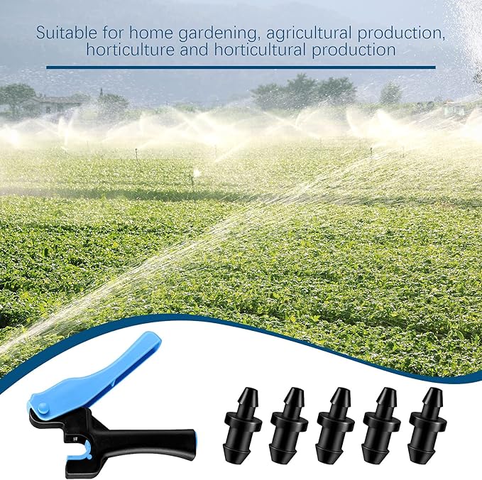 1 Pcs Drip Irrigation Tubing Hole Punch Tool for Easier 1/4 Inch Fitting Emitter Insertion and 50 Drip Irrigation Plugs Goof Plugs for Hose or Tubing End Caps Puncture to Insert Fittings (Fresh Style)